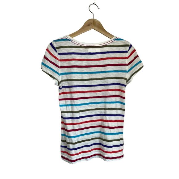Aeropostale Striped Scoop Neck Tee L Y2K Retro Colors Soft Stretch Casual Top - Picture 2 of 7